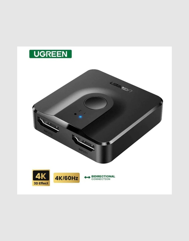 Ugreen - UGreen 2-Port Bi-Directional HDMI Switcher 4K 30Hz Plug Play Black