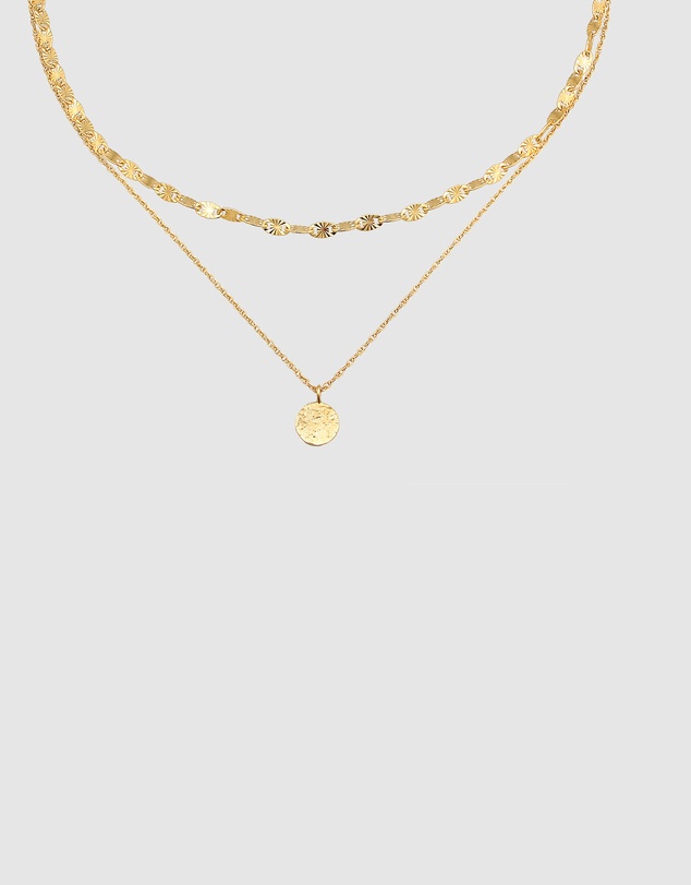 Elli Jewelry - Vintage Platelet Layer Necklace in Gold-Plated 925 Silver