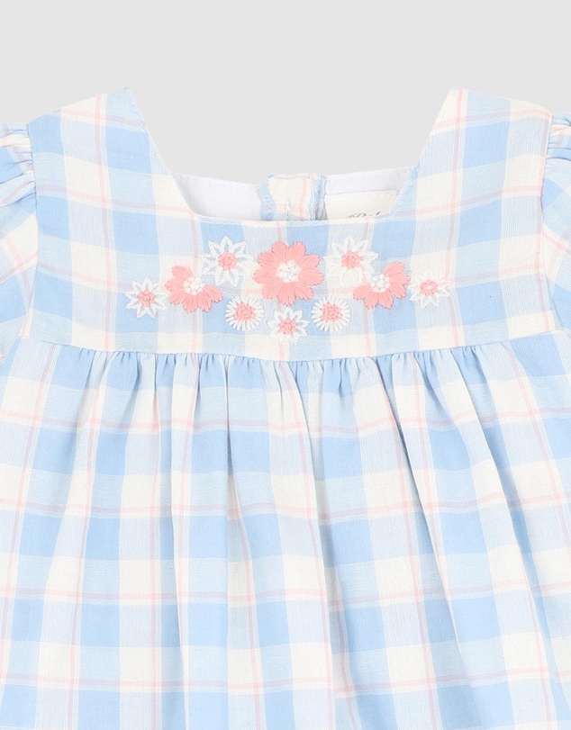 Bebe by Minihaha - Bonnie Check Organic Embroidered Dress - Babies- Kids
