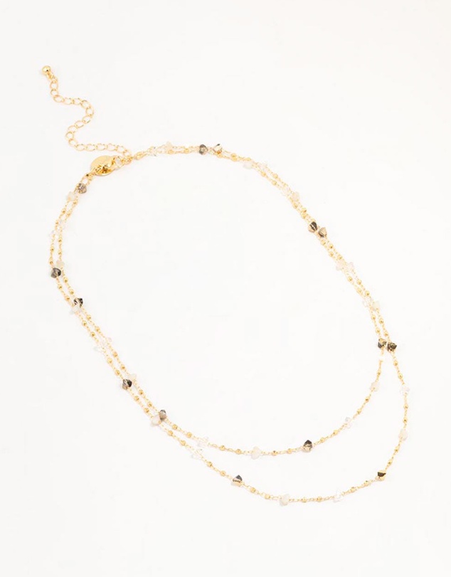 Lovisa - Gold Plated Station Semi Precious Shards And Ball Necklace
