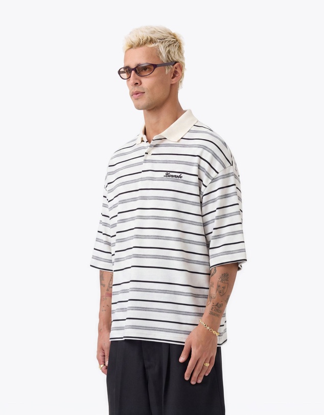 Zanerobe - Box Crop Polo White/Grey/Black