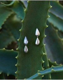 Najo - Liora Double Drop Silver Stud Earring