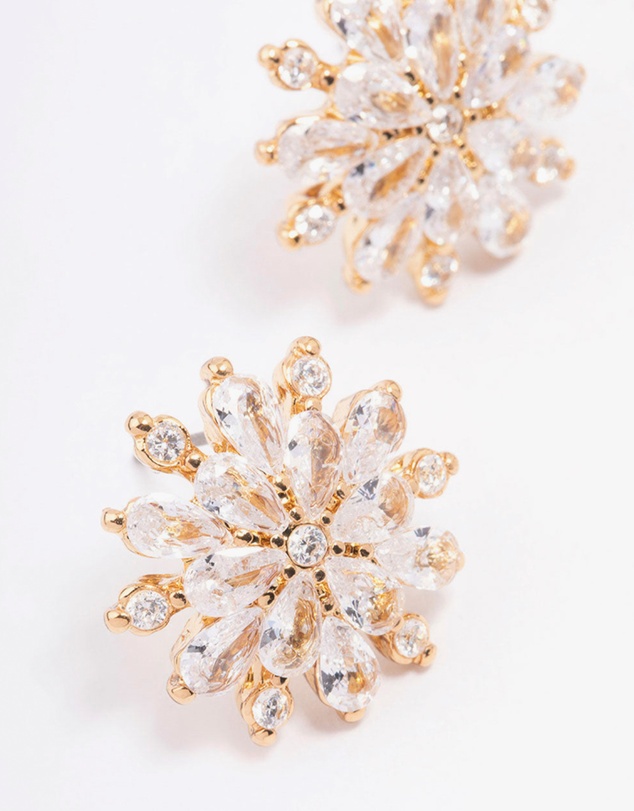 Lovisa - Gold Plated Large Round Floral Stud Earrings