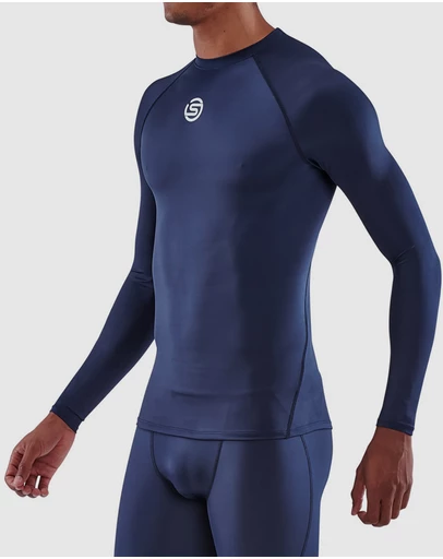 SKINS - SKINS Compression Men's Series-1 Active Long Sleeve Top Navy Blue