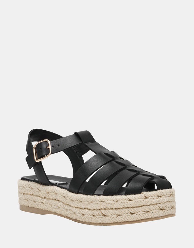 Steve Madden - Marlin Black Leather Sandals