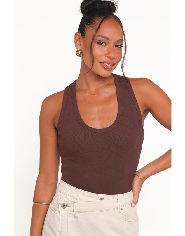 Petal & Pup - Miles Racerback Rib Knit Tank Top - Espresso