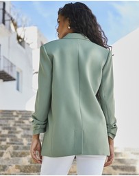 Sosandar - Sage Green Relaxed Fit Longline Blazer
