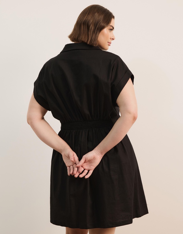 Atmos&Here Curvy - Marni Linen Blend Tie Front Mini Dress