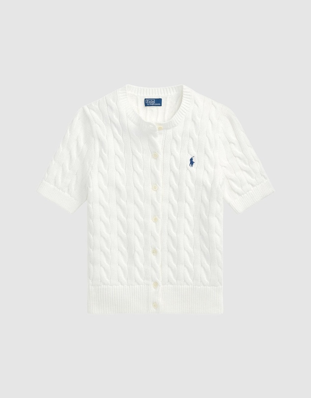 Polo Ralph Lauren - Cable-Knit Cotton Short-Sleeve Cardigan - The ICONIC Exclusive