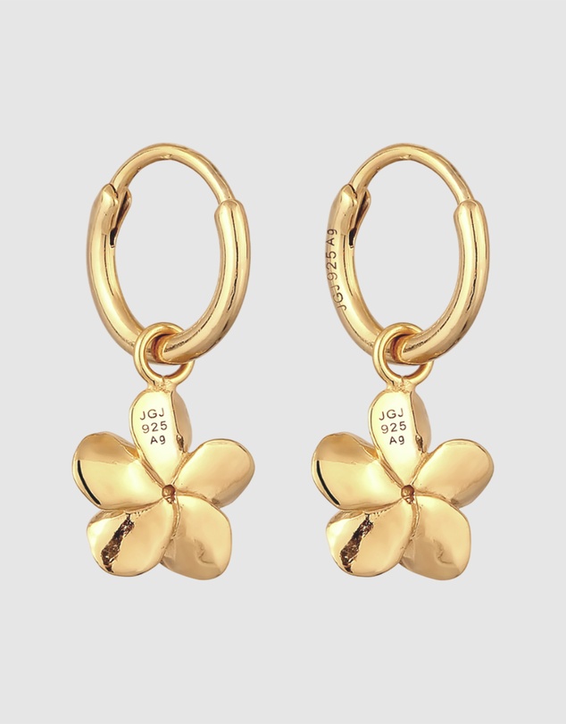 Elli Jewelry - Zirconia Frangipani Hoop Earrings in Gold-Plated 925 Silver