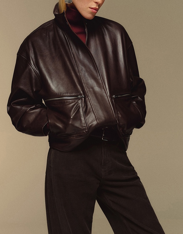 Reformation - Veda Harrison Leather Oversized Bomber Jacket
