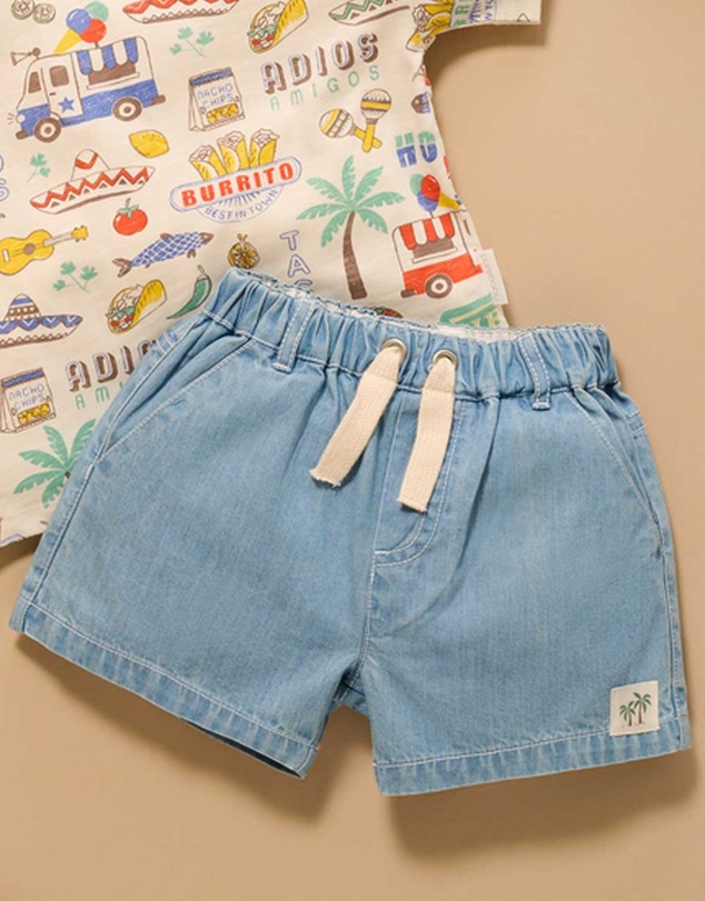 Purebaby - Pull on Denim Short -Kids-Babies