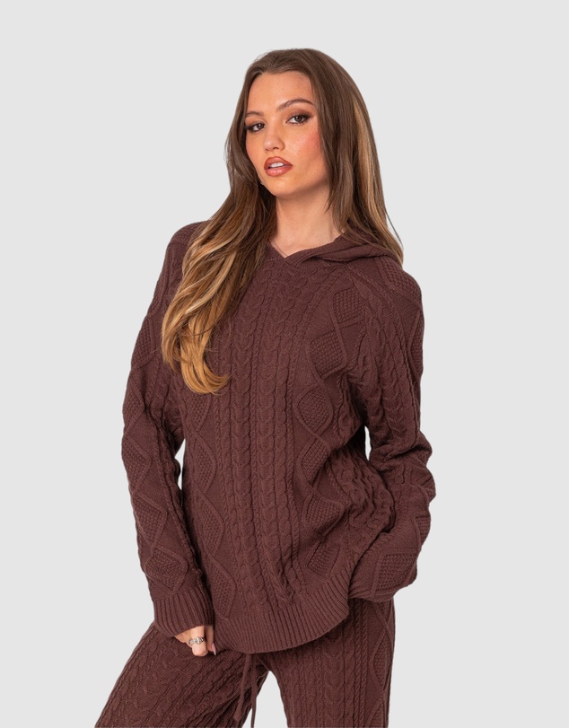 EDIKTED - Jelena Cable Knit Hoodie