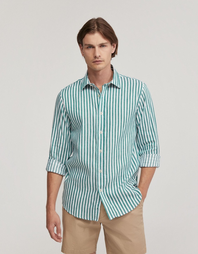 Oxford - Fergus Linen Striped Shirt