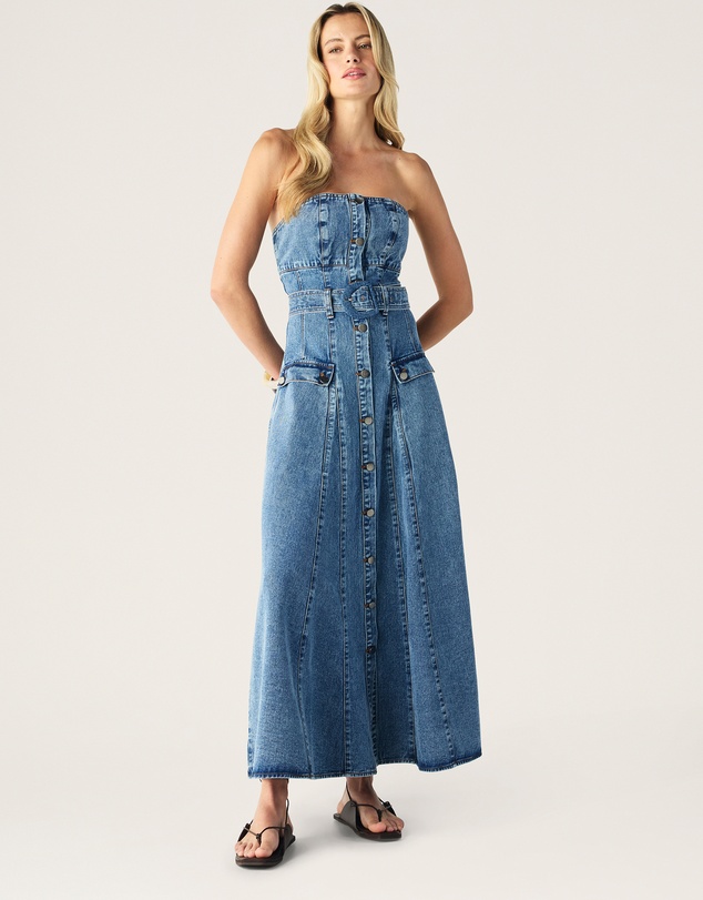 MOS The Label - Aveline Denim Strapless Dress
