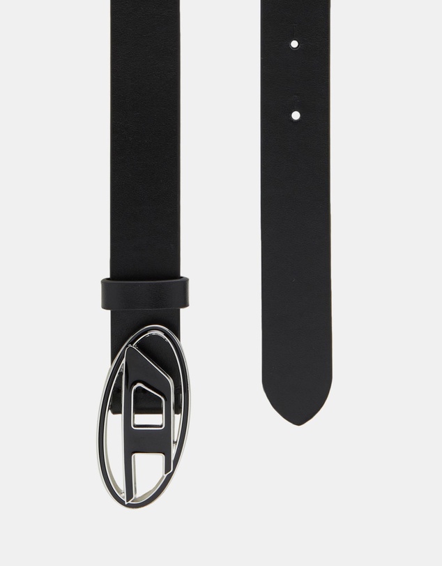 Diesel - B-1DR 25 Leather Belt with Enamelled Buckle