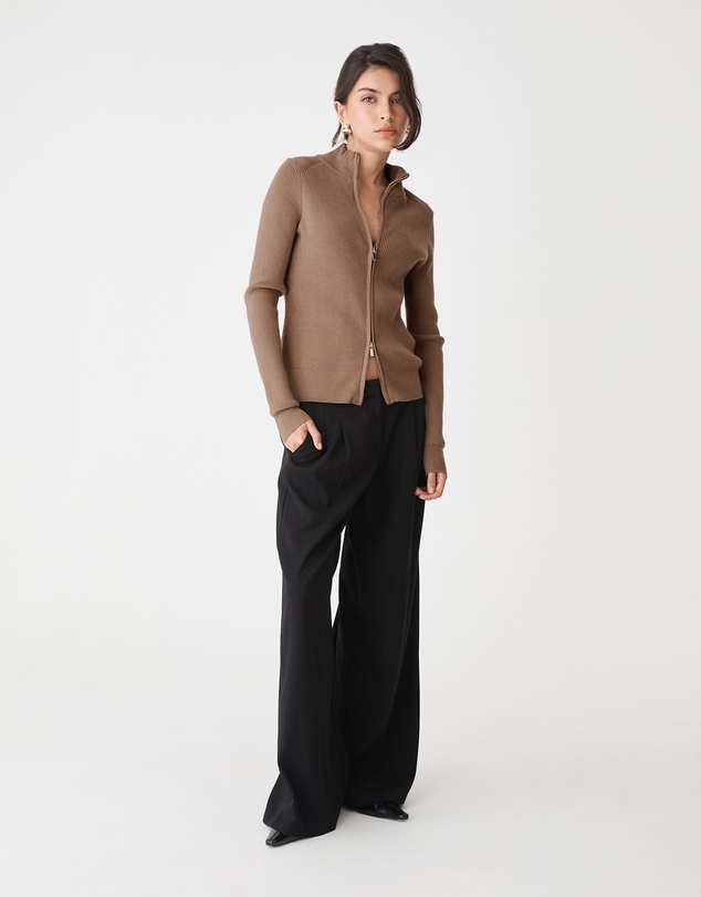 Forcast - Blake Ribbed Zip Cardigan