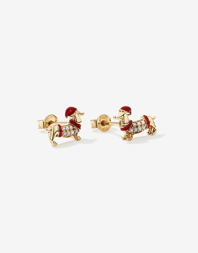 Michael Hill - Dachshund Stud Earrings with Cubic Zirconia in 10kt Yellow Gold
