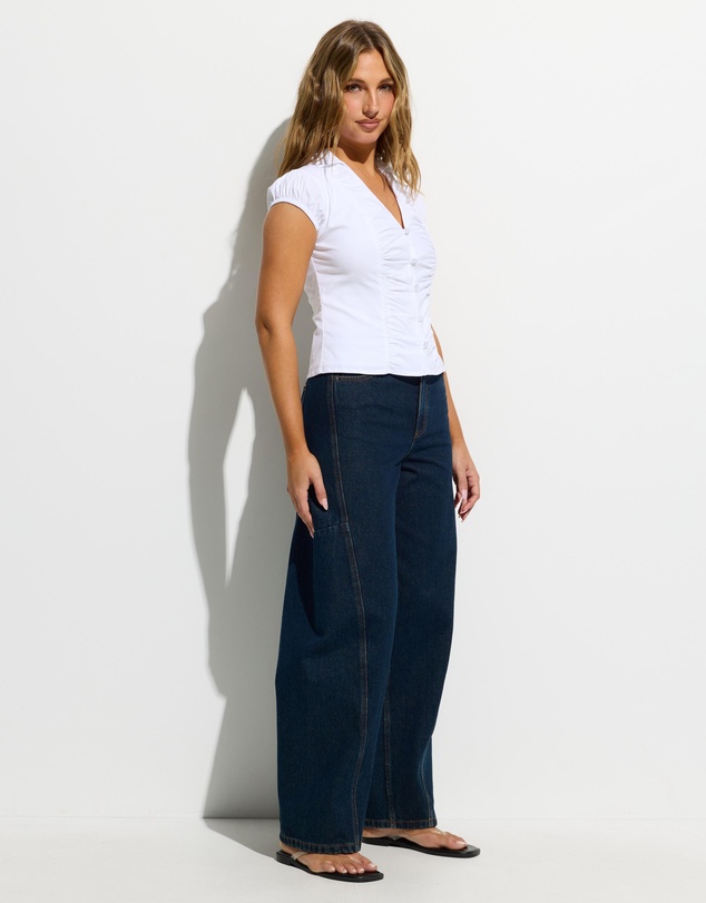 Dazie - Colette Ruched Short Sleeve Shirt