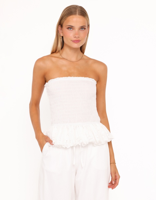 Petal & Pup - Stori Shirred Top - White Broderie