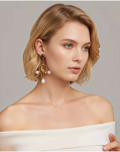 Mossée - Delphine Gold Bird & Pearl Drop Earrings