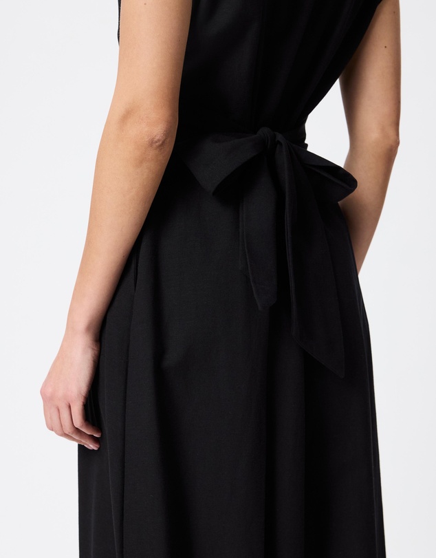 Tussah - Joanna Linen Blend Tie Front Midi Shirt Dress