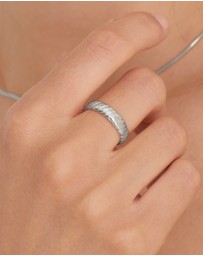 Ania Haie - Ania Haie Silver Smooth Twist Wide Band Ring