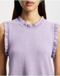 Lindsay Nicholas New York - Frill Crew Neck Shell Top