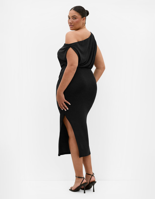 City Chic - Plus size Paloma Metallic Midi Dress - black