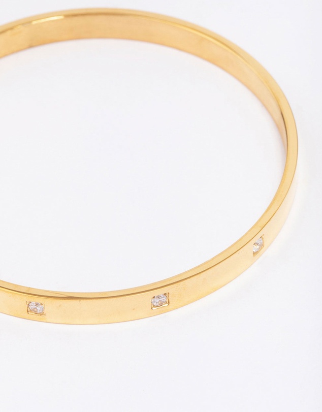 Lovisa - Waterproof Gold Plated Stainless Steel Triangular Cubic Zirconia Flat Bangle
