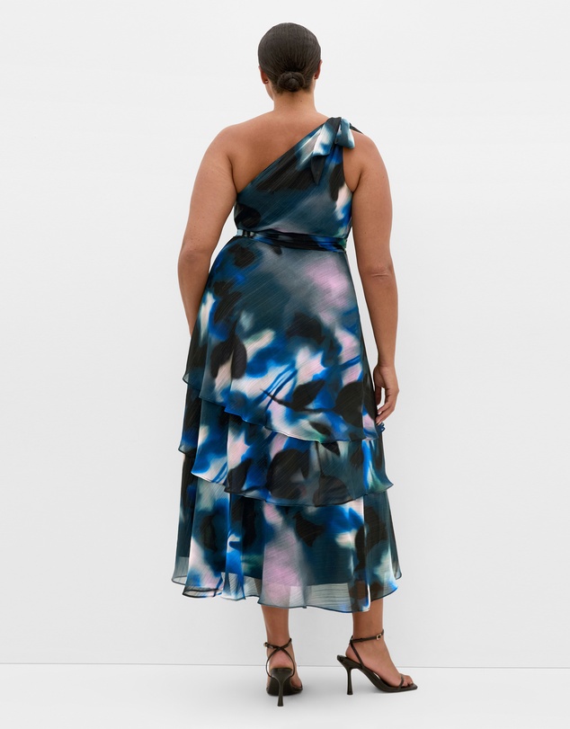 City Chic - Plus size Enchant Haze One Shoulder Maxi Dress - deep ocean