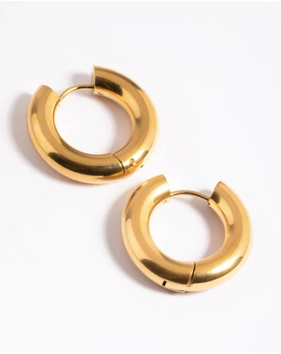Lovisa - Waterproof Gold Plated Stainless Steel Chunky Medium Hoop Earrings