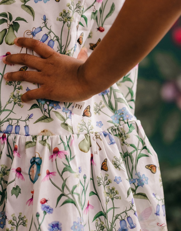 Fleur Harris - 'Silky's Floral' Winsome Dress in Snow 