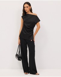 Calli - Marla Off-Shoulder Satin Top