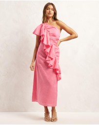 AERE - Linen Frill Midi Dress