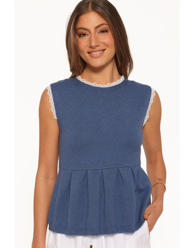 Petal & Pup - Zivia Knit Peplum Top - Blue