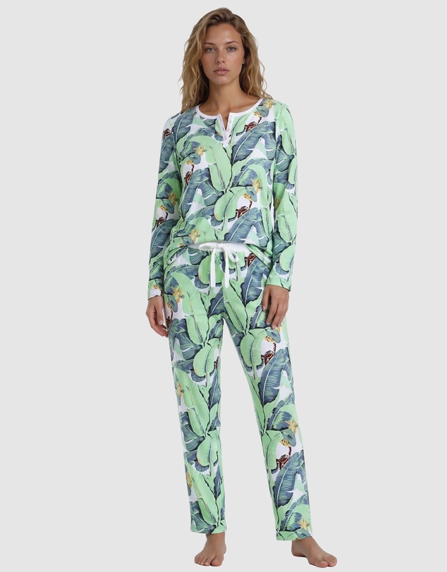 Sant And Abel - Women's Martinique® Green Banana Leaf Jersey Long PJ Set