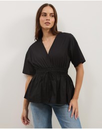 Atmos&Here - Elis Cotton Gathered Waist Top