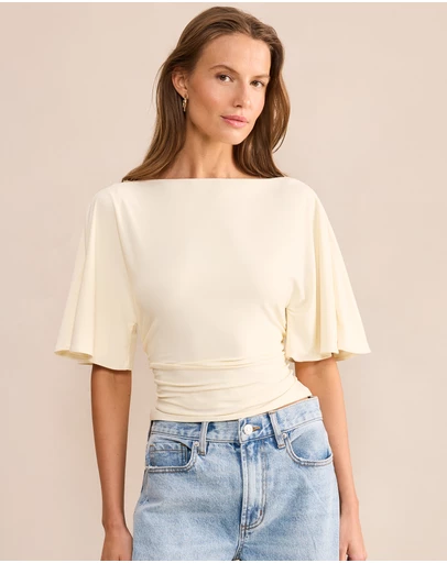 Forever New - Paige Flutter Sleeves Tie Back Top