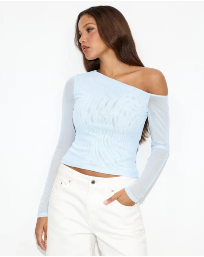 Dazie - Alina Asymmetrical Mesh Top