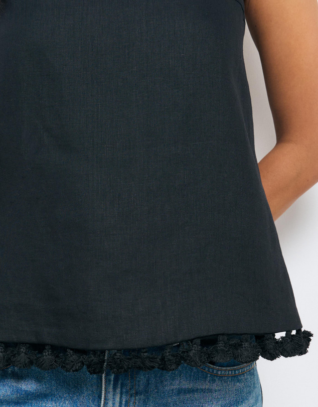 AERE - Lilia Linen Tassel Top