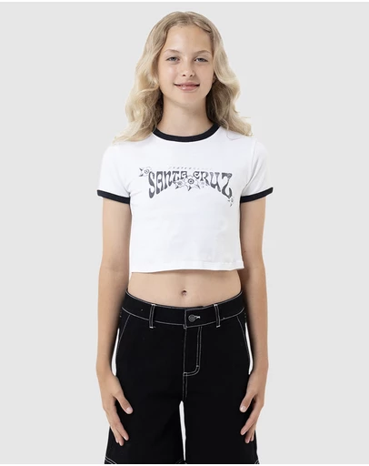 Santa Cruz - Strange Hibiscus Ringer Baby Tee - Kids-Teens
