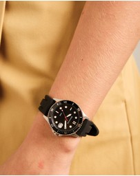Maxum - Liberty Black Dial With Black Silicone Strap & Silver Tone Case