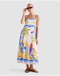 Forever New - Bianca Printed Linen Midi Dress