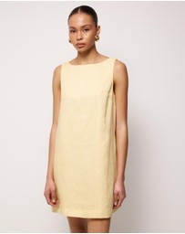 AERE - Indra Boat Neck Linen Mini Dress