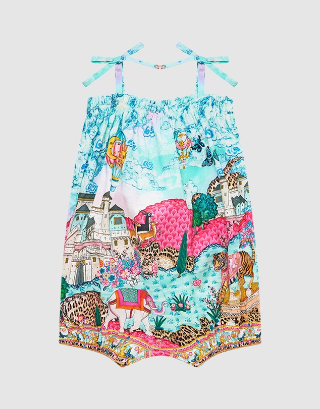 Camilla - Gathered Neck Bow Strap Romper - Babies