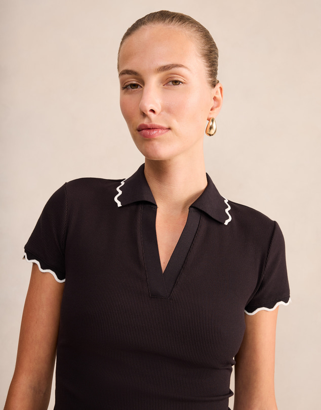 Forever New - Sarah Scallop Trim Polo Top