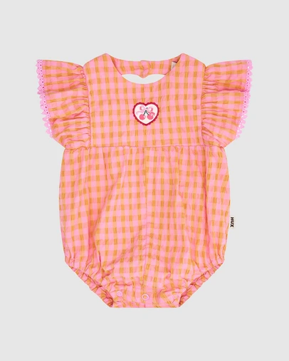 Huxbaby - Mango Sherbet Garment Dye Seersucker Romper - ICONIC EXCLUSIVE - Babies