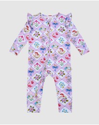 Fleur Harris - 'Woodland Grid' Precious Frill Coverall in Sweet Lilac