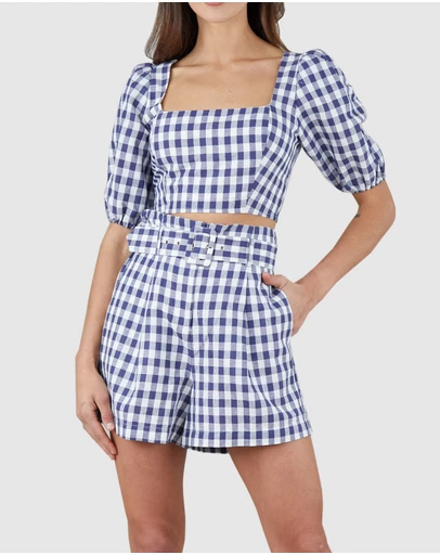 Amelius - Mallee Linen Gingham Crop Top